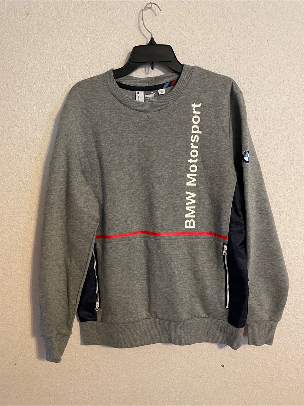 Puma BMW Motorsport Grey Crewneck with Red Accent